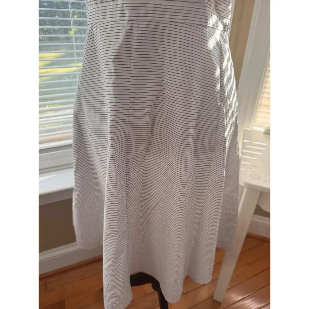 TORY BURCH white black stripe fit and flare dress size small (DR100